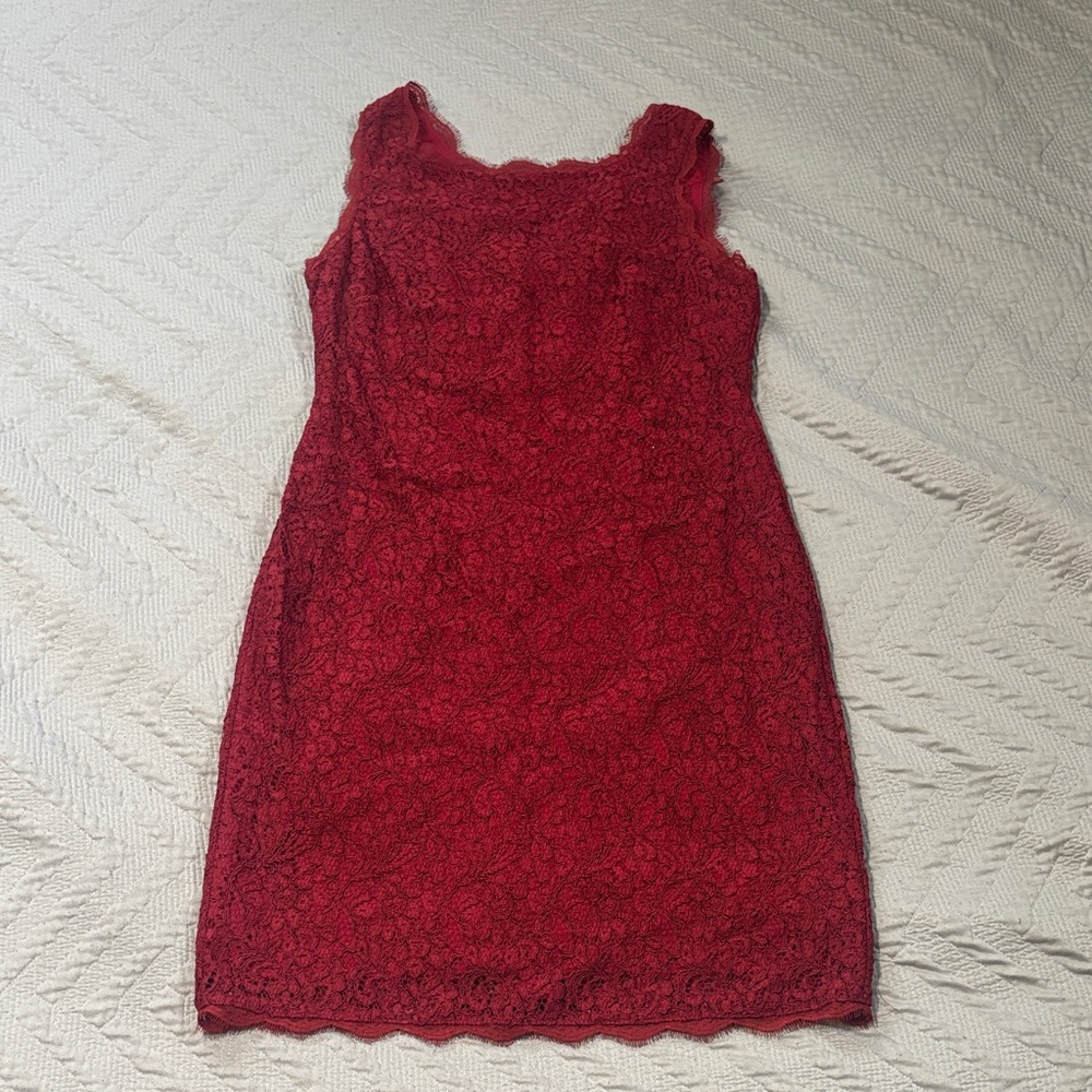 Adrianna Papell Scarlet Lace Mini Dress